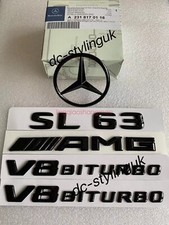 NEW Gloss Black Rear Star & Badges Emblems for Mercedes SL63 AMG R231 picture