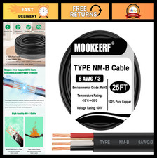 25FT 8/3 NM-B Non-Metallic Sheathed Cable - 8 AWG 3 Conductor Indoor Wire for Ou picture