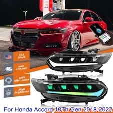 Pair Upgrade Front LED Projector Headlights For Honda Accord 10Th Gen 2018-2022 picture