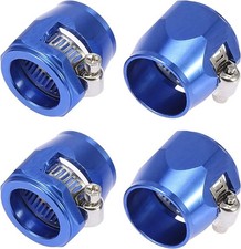 4PCS Hex Hose Finisher Clamp Hose End Cover Fitting Adapter Aluminum Blue AN4 picture