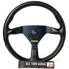 Mint MOMO Veloce 340mm Leather Steering Wheel 1989 Vintage Horn Button picture