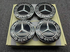 Mercedes-Benz Gloss Black Wreath 75mm Floating Alloy Wheel Center Hub Cap picture