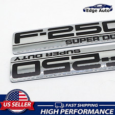 2Pcs Fender / Tailgate Badge For F-250 Super Duty Emblem Chrome Black Nameplate picture