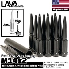 24x Black 14x2 Spline Spike Lug Nut Fit 04-14 Ford F150 Expedition Navigator picture