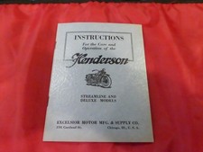 Original 1920's Henderson Streamline and Deluxe Models Operation Manual picture