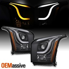 For 15-20 GMC Yukon Switchback LED DRL Tube Projector Headlight Black Housing picture