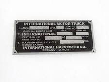 3X DATA PLATE FITS TO INTERNATIONAL HARVESTER R-SERIES TRUCK 1953  #V339-8 picture