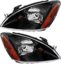 For 2004-2007 Mitsubishi Lancer Sedan Headlight W/Bulb Headlamp Black Left+Right picture