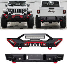 For 2020-2024 Jeep Gladiator JT Front Rear Bumper with Spotlights and D-ring picture