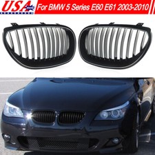 Pair Gloss Black Front Kidney Grille For BMW E60 E61 550i 530i 535i M5 2003-2010 picture