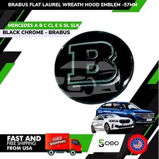 BRABUS FRONT HOOD MERCEDES BENZ BLACK EMBLEM FLAT WREATH BADGE 57MM oem . picture