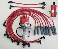 FORD 351C 429 460 SMALL CAP HEI DISTRIBUTOR + COIL + RED 8.5mm SPARK PLUG WIRES picture