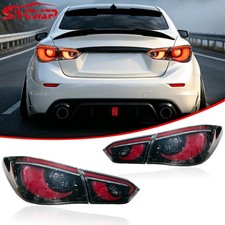 SINDAR LED Tail Lights Rear Brake Lamps For 2014-2017 INFINITI Q50 V37 Smoke Red picture