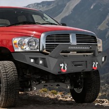For 2006 - 2008 Ram 1500 Offroad Front Bumper W/ Winch Plate LED Lights D-rings picture
