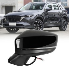 Black Left Mirror Driver Side Mirror For 2017-2022 Mazda CX-5 Blind Spot 7 Pin picture