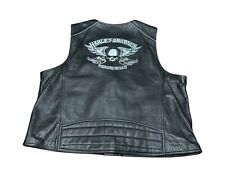 Harley Davidson Men’s Keystone Motorcycle Reflective Skull Leather Vest 3XL picture
