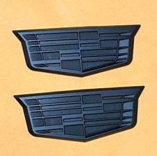 For Cadillac 2x9cm Color Fender Side Emblems Badge New ALL BLACK picture