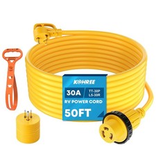 RV Power Extension Cord 50ft 30 Amp Twist Lock Yellow Heavy Duty Kohree Grid picture