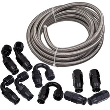 6AN 10FT Fuel Line Kits Fittings E85 PTFE Hose Transmission Oil Cooler Line Hose picture