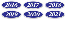 Car Dealer Windshield Oval Model Year Stickers 4 Digit Blue and White 2019 picture