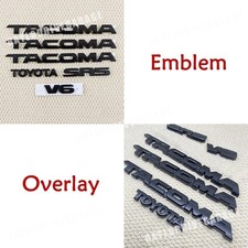 Emblem / Overlay Set For 2005-2015 Tacoma SR5 V6 Door Side Rear Badge Matt Black picture