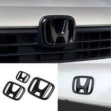 3PCS For 2022-UP Civic 11th Glossy Black Front Griile Emblem Rear Badge picture