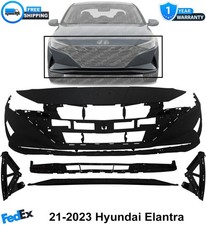 Front Bumper Cover Primed Plastic & Fog Lights Cover For 21-2023 Hyundai Elantra picture