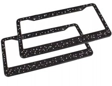 2 Black Metal Diamond Bling Glitter License Plate Frame Cover Crystal RhineStone picture