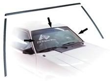 1979-1993 Mustang Black Outer Upper & Side Windshield Trim Moldings Window Set picture