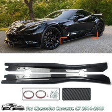 For 14-Up Corvette C7 Side Skirts Z06 Style ABS CARBON COLOR Extensions Splitter picture