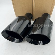 Pair Dodge RT SRT RAM 5″ Big Black Exhaust Tip 2.5″ Inlet Angle Cut Double Wall picture