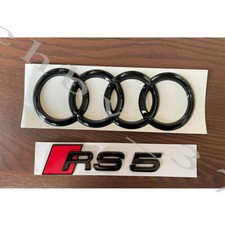 Audi RS5 Gloss Black Rear Curve Ring Set Boot Trunk Emblem Badge for Audi A5 RS5 picture