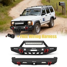 Aaiwa For 1984-2001 Jeep Cherokee XJ Front Rear Bumper W/Winch Plate Lights KIT picture