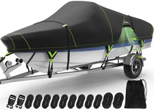 1200D Heavy Duty Waterproof VHull Boat Cover, 2224ft Trailerable with Night S... picture