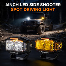 AUXBEAM 4INCH Side Shooter LED Work Driving Fog Light Spot Pods Amber DRL +Cover picture