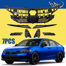 7PCS Black Grill For 2022 2023 2024 Honda Civic Sedan Front Bumper Upper Grille picture