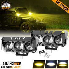 2x LED Spot Lights Auxiliary Headlight Driving Fog Lamp Yellow White Hi/Low Beam picture