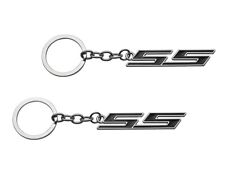 2Pcs Chrome Finish Super Sport SS Key Chain 3D Metal Keychain Fob Ring (Black) picture