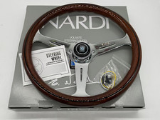 NARDI Classic 360mm Mahogany Wood Steering Wheel with Silver Chrome Finish picture