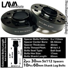 2PC 30MM THICK 5X112 66.5MM C.B WHEEL SPACER+10 BOLTS FIT AUDI/MACAN STOCK WHEEL picture