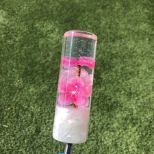 MrGrip 4.5 inch resin Pink flower shift knob 12MMx1.25 Silver glitter picture