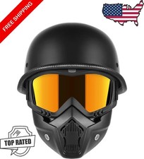 TRUSTERTHEE Motorcycle Half Helmets with Face Shield, German Large, Black picture