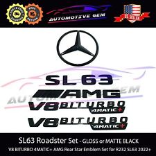 2022+ SL63 AMG V8 BITURBO 4MATIC+ Rear Star Emblem Black Badge Set Mercedes R232 picture