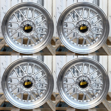 BBS RS2 STYLE WHEELS 18x10.0 25 (5x112/5x120) SILVER MACHINE LIP + CHROME RIVETS picture