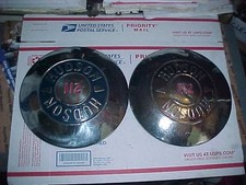 HUDSON 112 Pair (2) 1930's Dog Dish Bowl Hubcaps 8.5