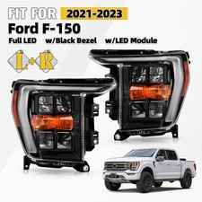 For 2021-2023 Ford F-150 Full LED Headlight w/Black Bezel w/o AFS Left+Right picture