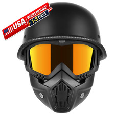 TRUSTERTHEE Motorcycle Half Helmets with Face Shield, German Large, Black picture