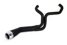FLT Offset Megaphone 2:1 1-3/4 inch Exhaust Black with Chro for Harley-Davidson picture