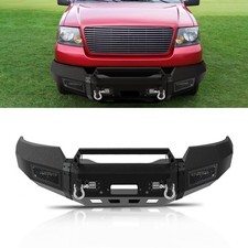 Black Steel Front Winch Bumper Fits 2004-2008 Ford F150 w/ 4LED Lights & D-Rings picture
