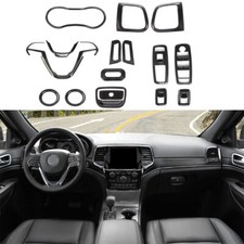 16x Interior Decoration Cover Trim Kit for Jeep Grand Cherokee 14+ Carbon Fiber picture